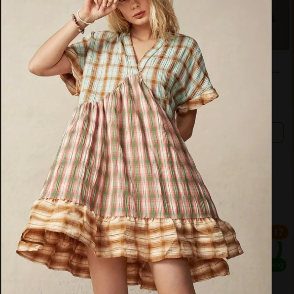 GORGEOUS Multi Color Plaid Patchwork Dress - Picture 3 of 8